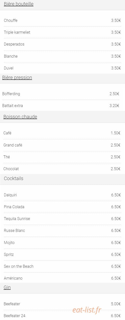 Carte et menu de Le Club-House à Valenciennes — Les boissons