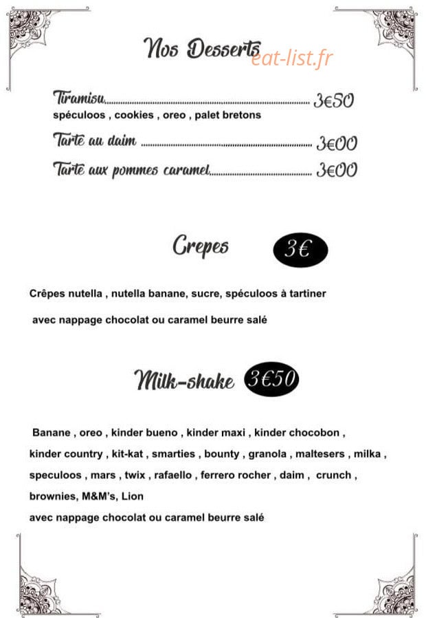 Carte et menu de Le Napolitain à Valenciennes — Desserts, coupes...