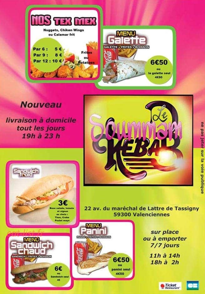 Le Soummam Kebab — carte page 1