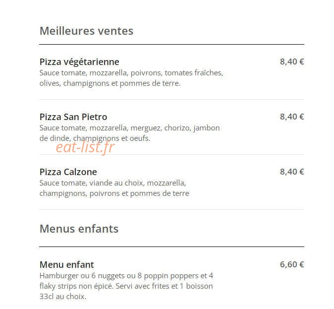 Mum's Pizza — carte page 1