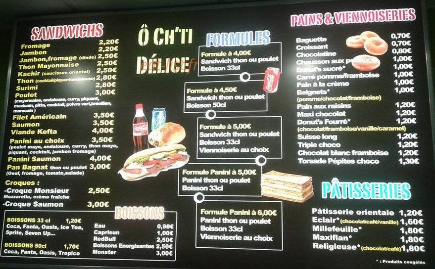 O'chti Délice — carte page 1