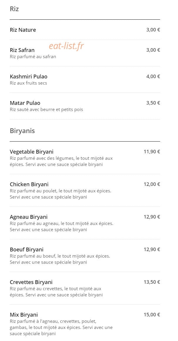 Royal Indian — carte page 6