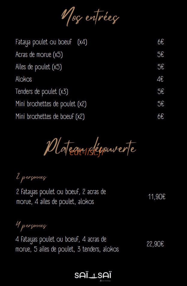 Saï Saï — carte page 2