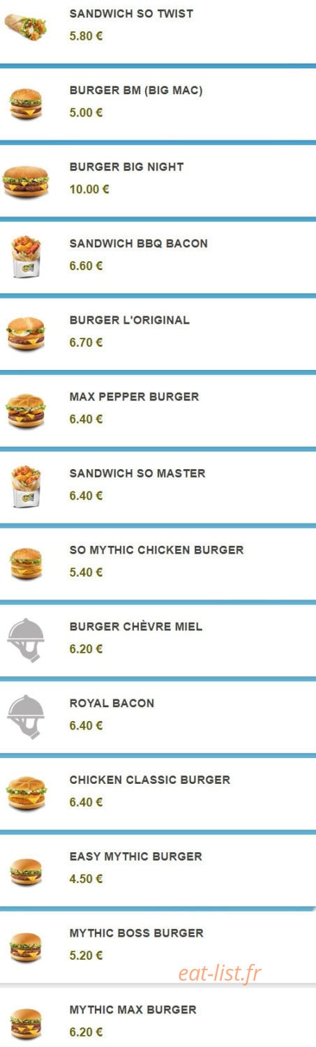 So Drive Burger — carte page 6
