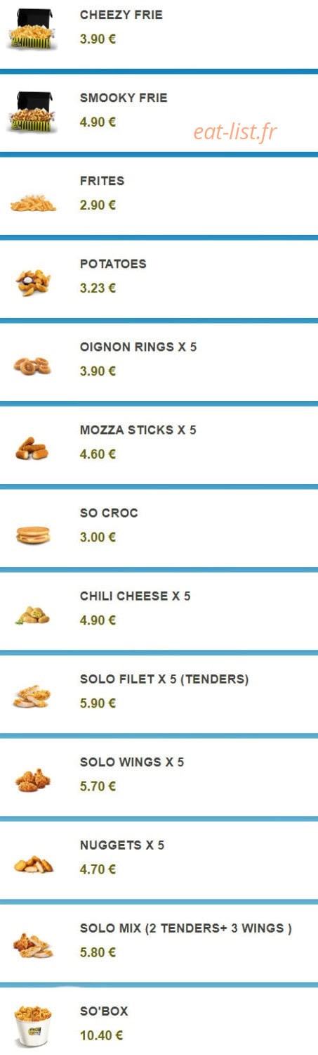 So Drive Burger — carte page 7