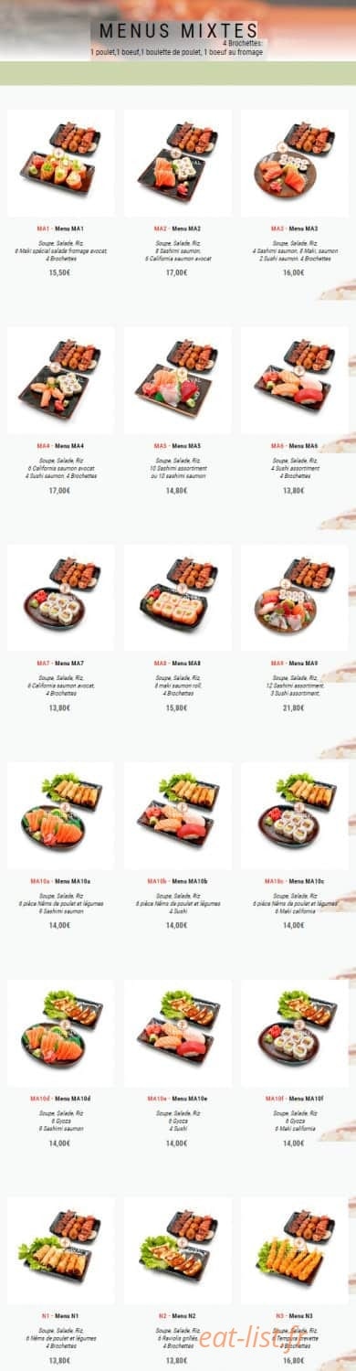 Sushi val — carte page 16