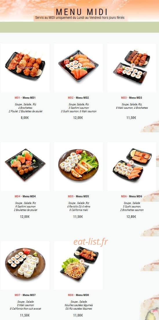 Sushi val — carte page 14