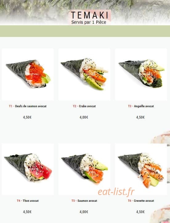 Sushi val — carte page 10