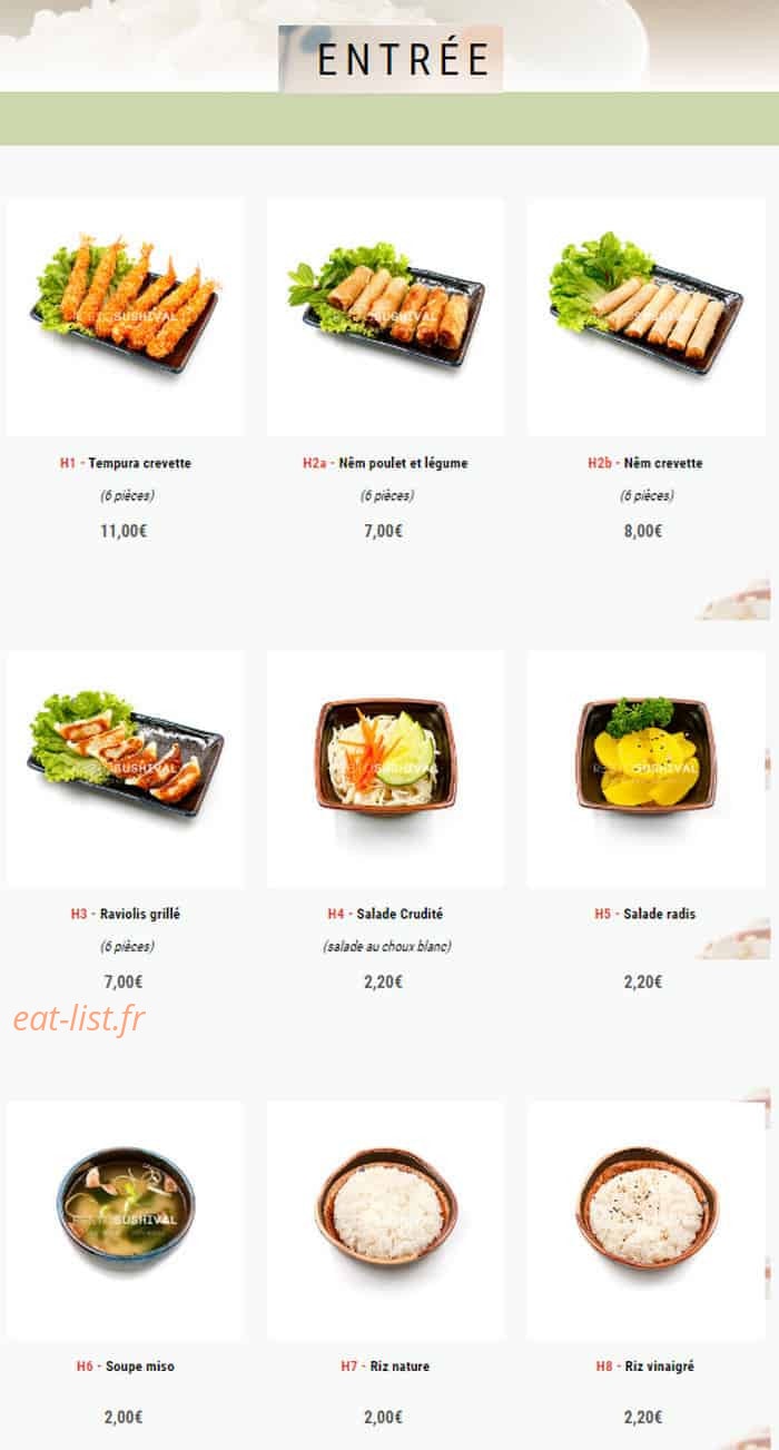 Sushi val — carte page 1
