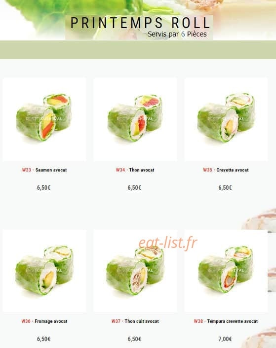 Sushi val — carte page 9