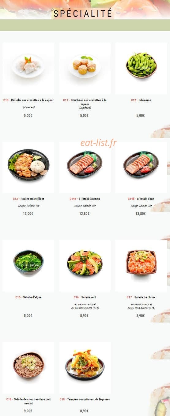 Sushi val — carte page 13