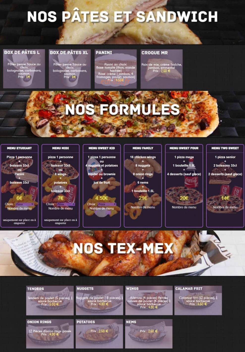 Sweet-Pizza — carte page 2
