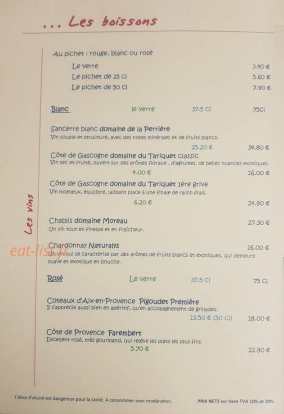 Chez F'lau — carte page 8