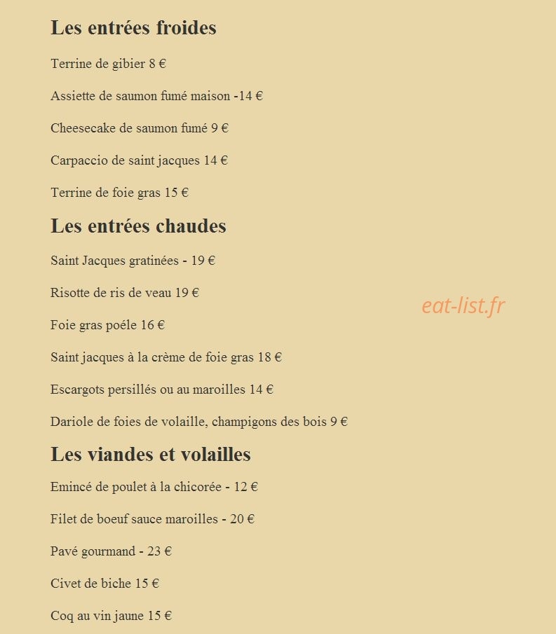 Le Pavé Gourmand — carte page 1