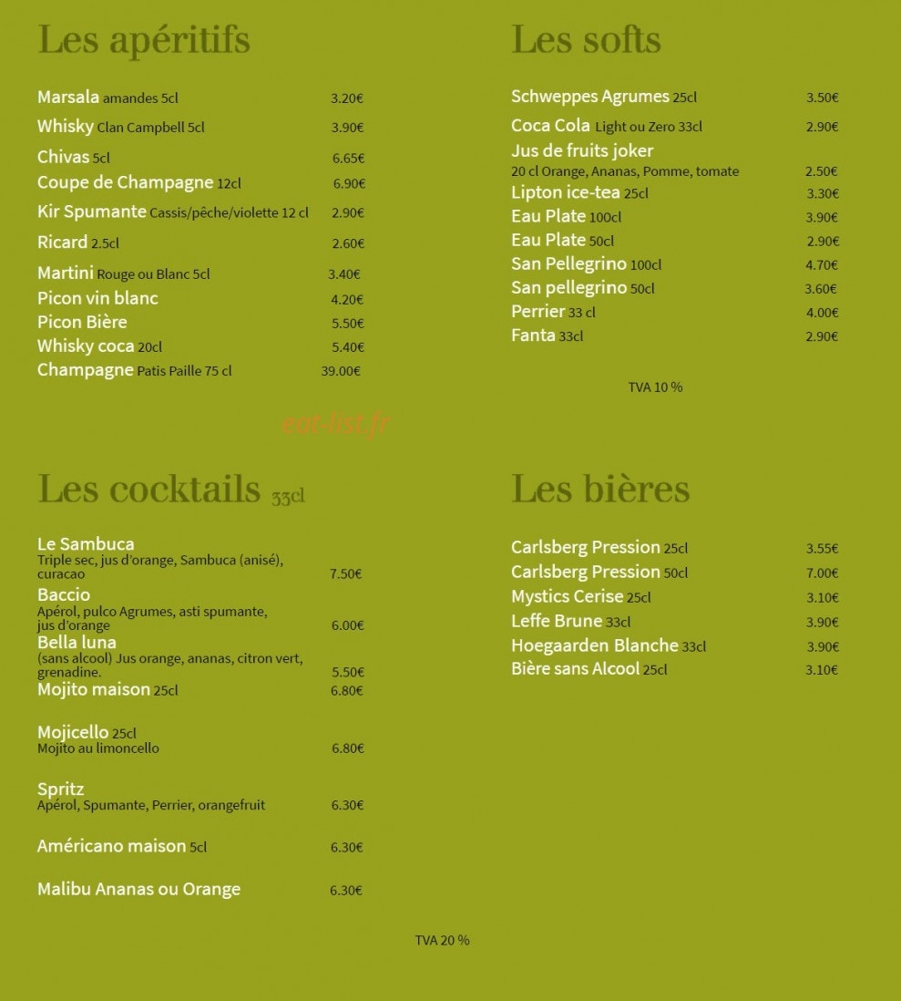 Le Sambuca — carte page 1