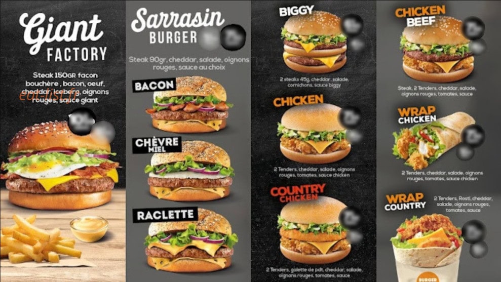 Burger Factory — carte page 2