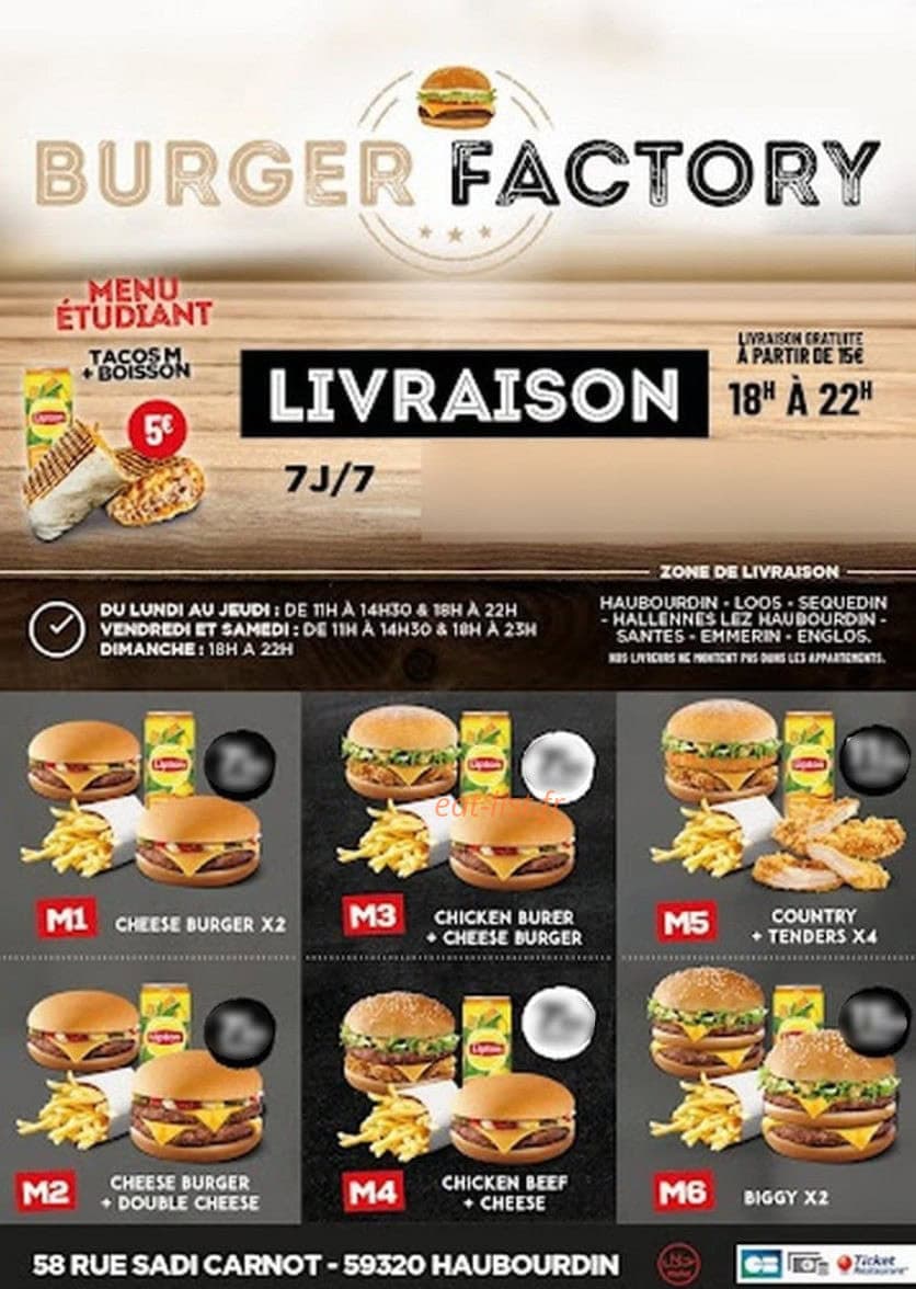 Burger Factory — carte page 4