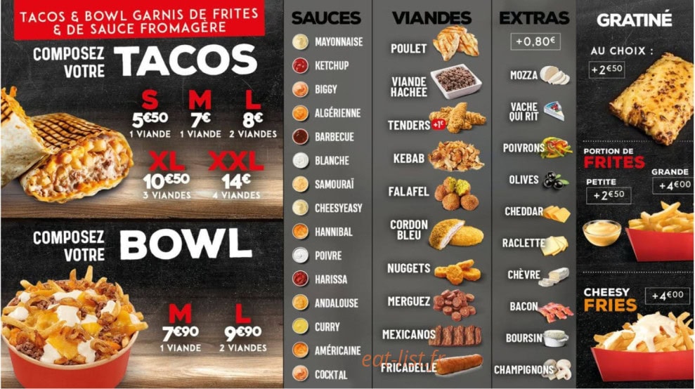 Burger Factory — carte page 1