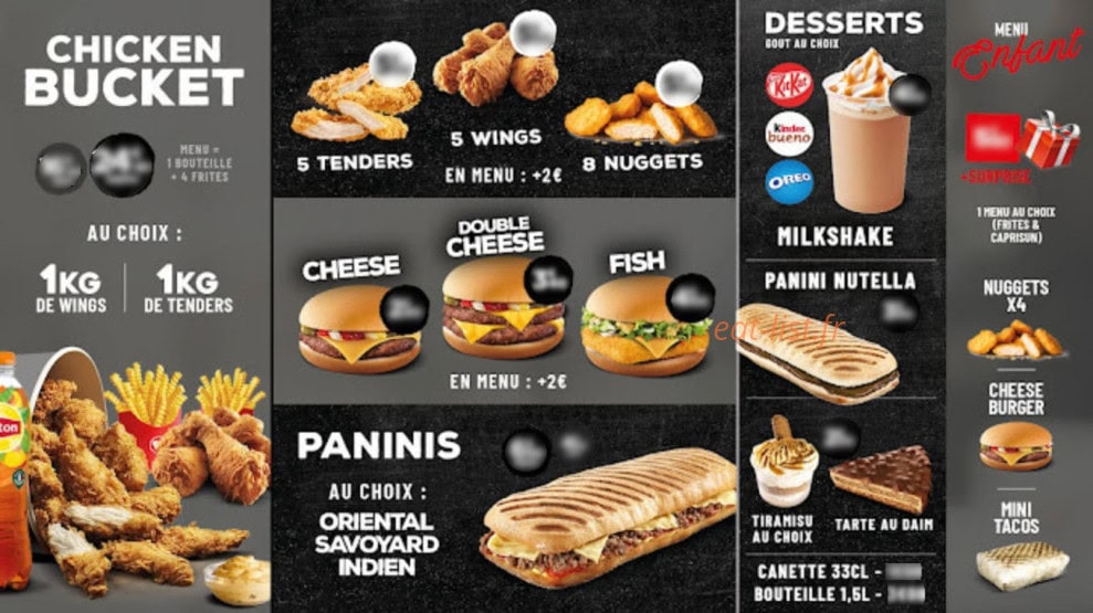 Burger Factory — carte page 3