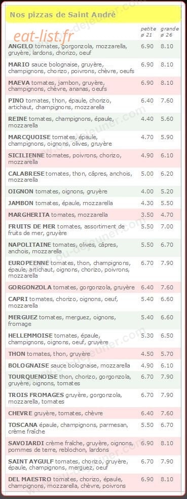 Pizza Zio — carte page 1