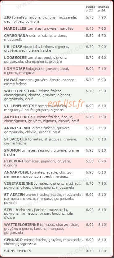 Pizza Zio — carte page 2