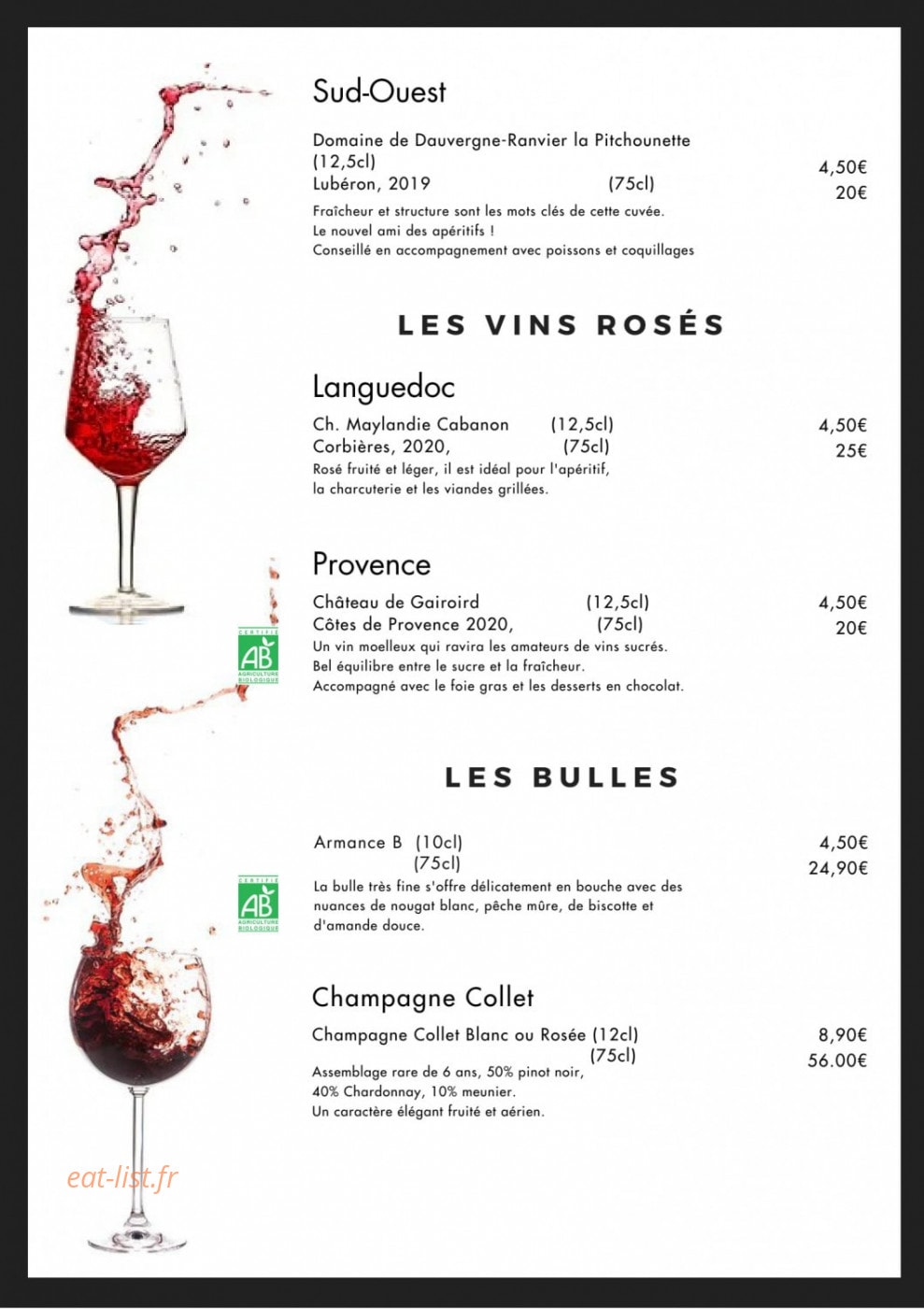 Hostellerie du Marché — carte page 6