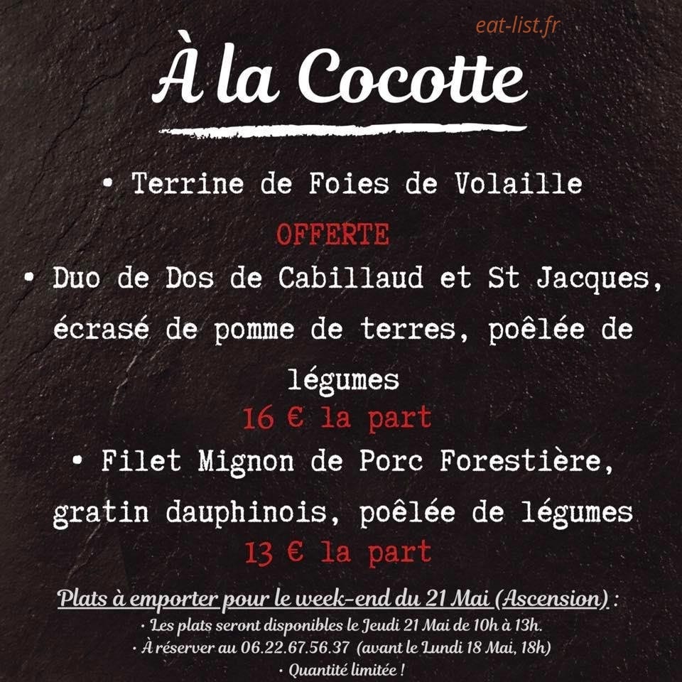 La cocotte — carte page 1