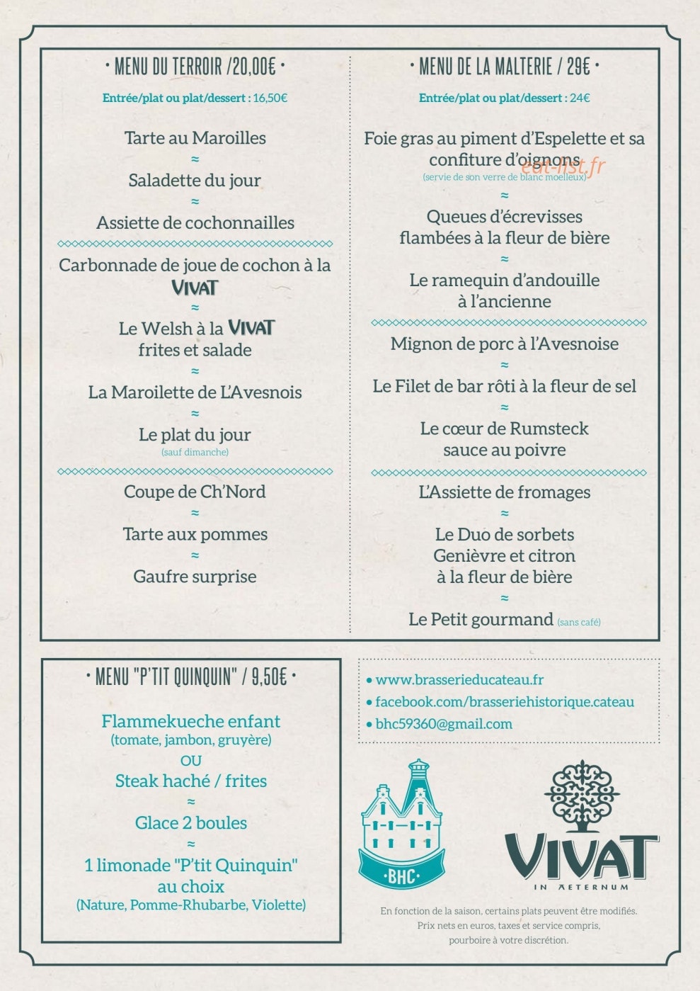 Vivat Factory — carte page 2