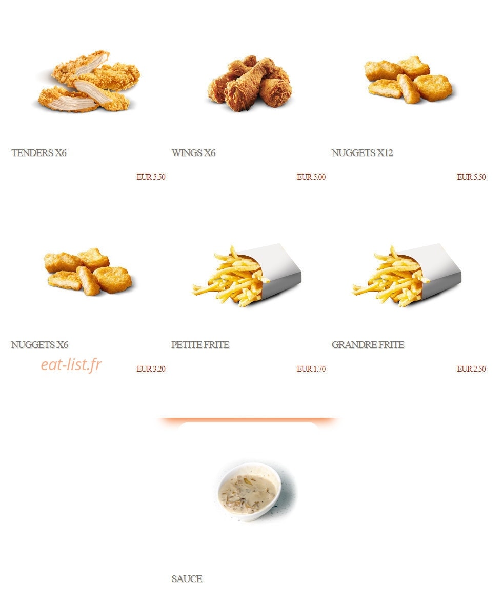 King Burger — carte page 6