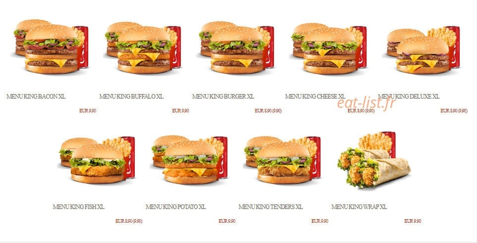 King Burger — carte page 2