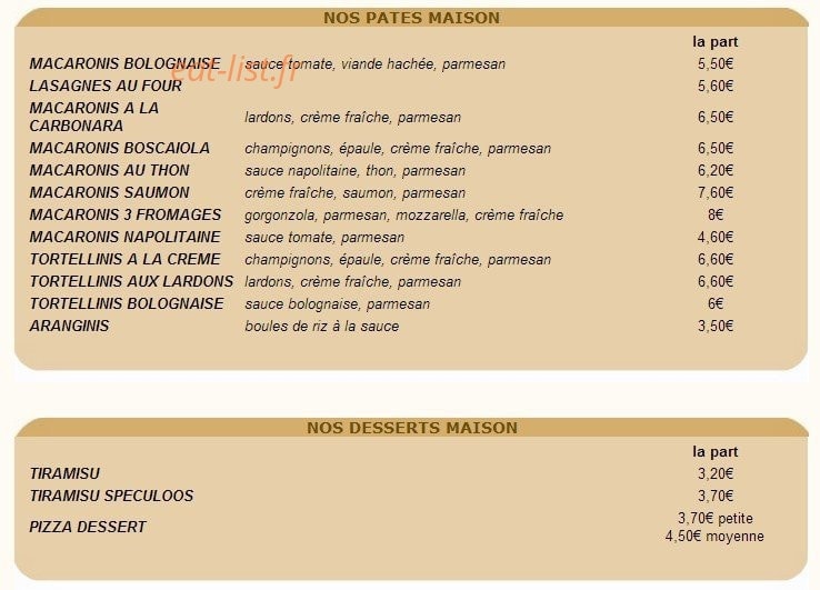Pizza Napoli — carte page 2