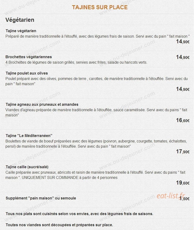 Restaurant Le Méditerranéen — carte page 2