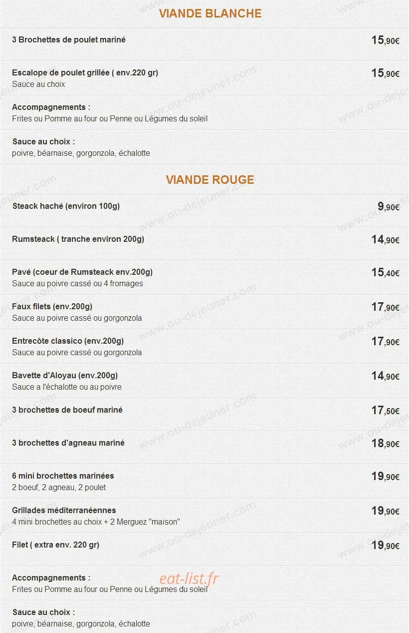 Restaurant Le Méditerranéen — carte page 3