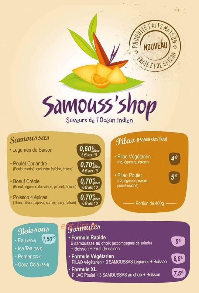 Samouss' shop — carte page 1