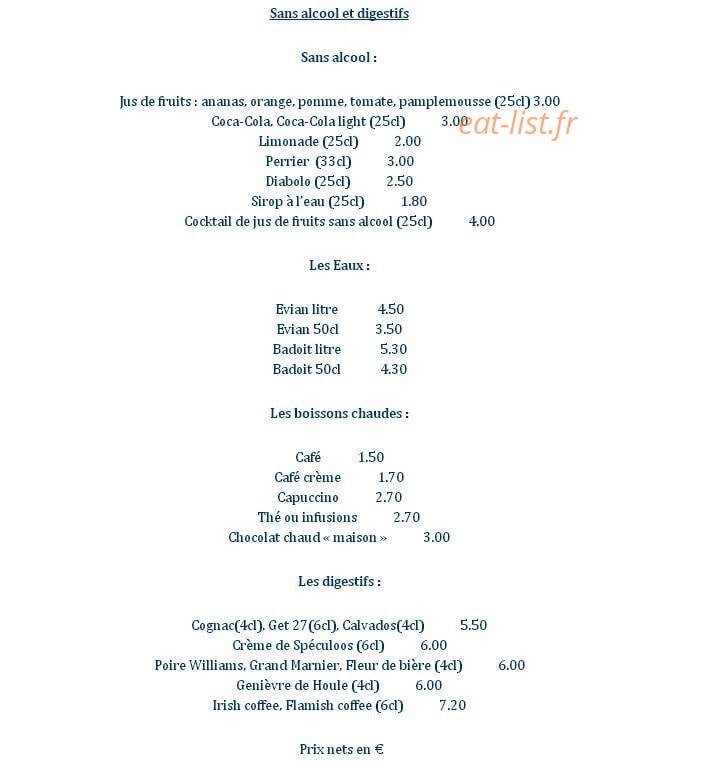 La Taverne du Westhoek — carte page 4
