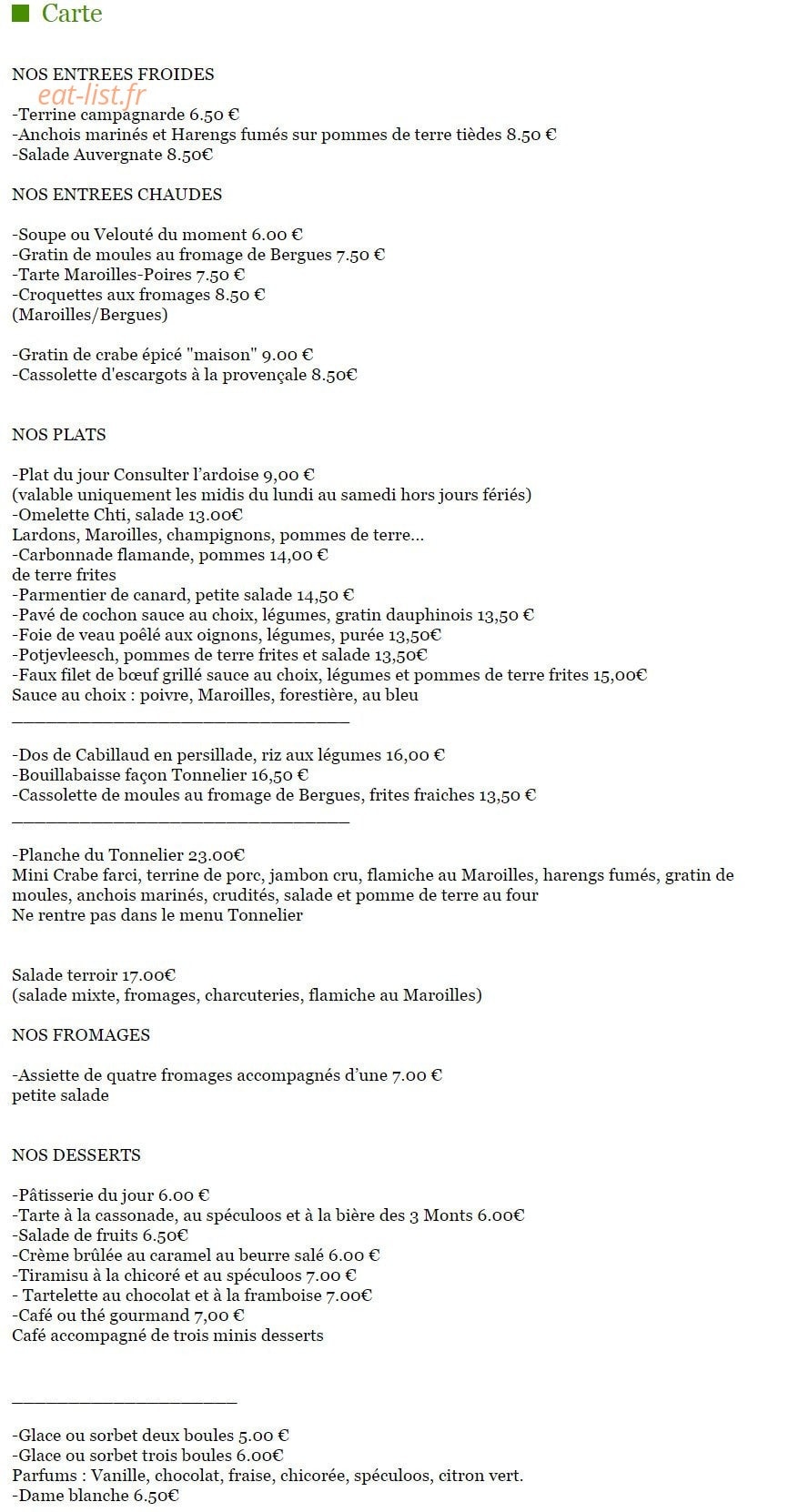 Au Tonnelier — carte page 2
