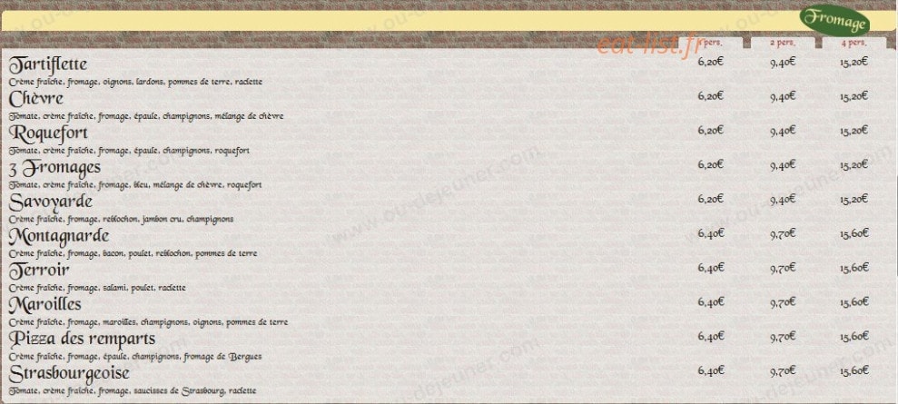 Pizza des Remparts — carte page 3