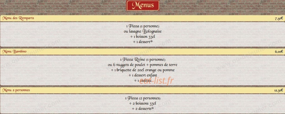 Pizza des Remparts — carte page 7