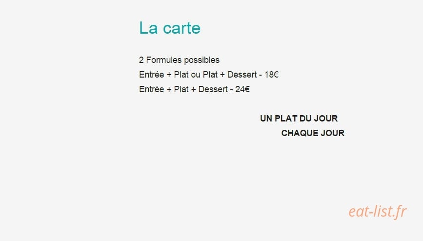 Le Restaurant du Golf — carte page 1