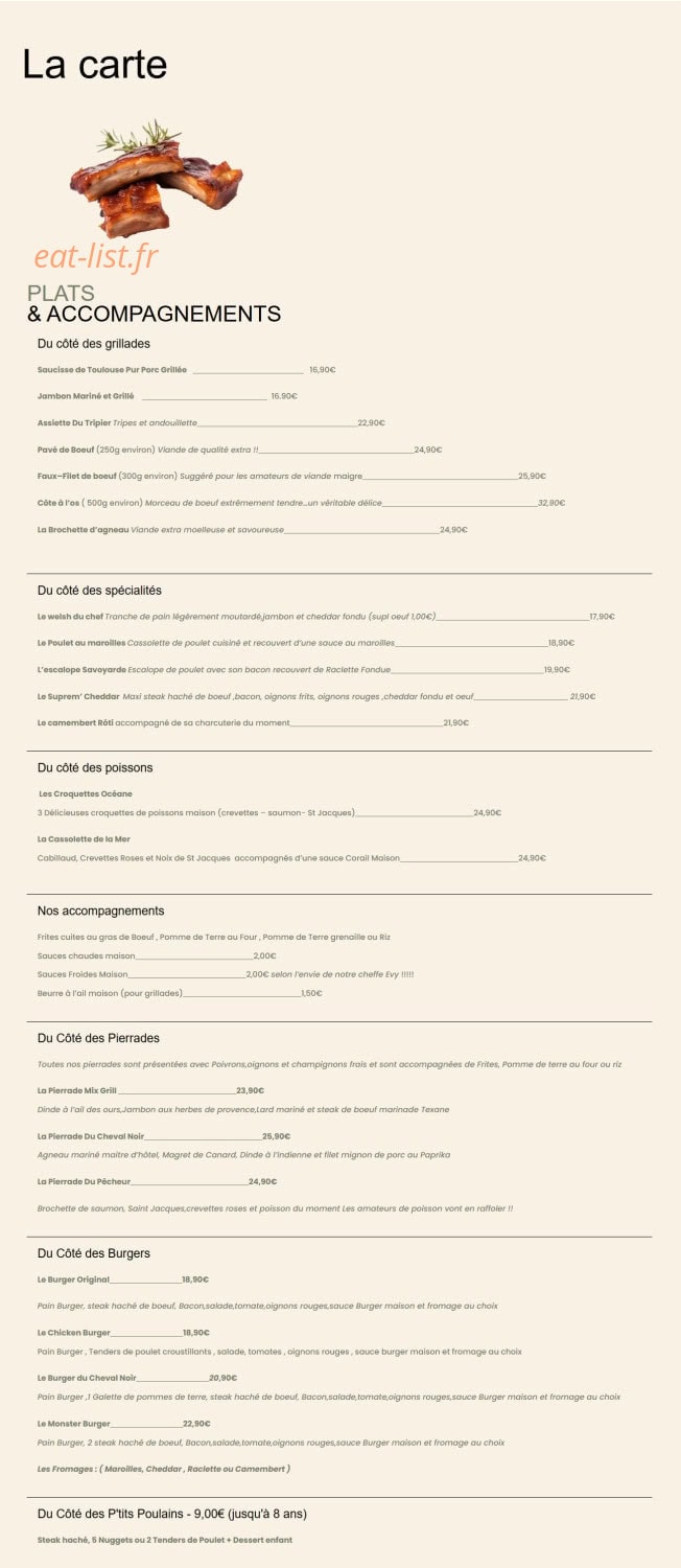 Au Cheval Noir — carte page 1