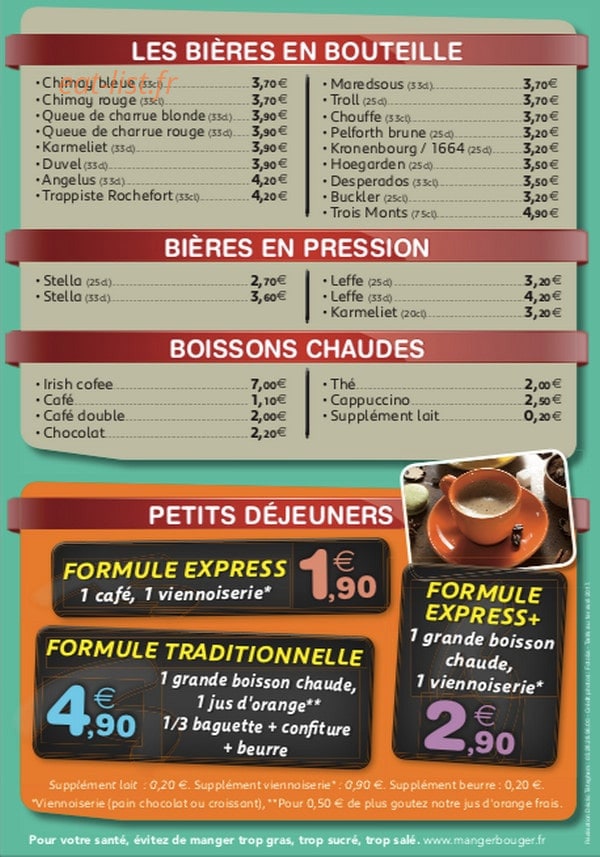 Le Bistrot du Faubourg — carte page 12