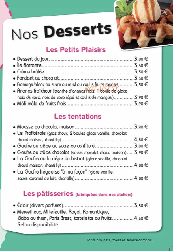 Le Bistrot du Faubourg — carte page 10