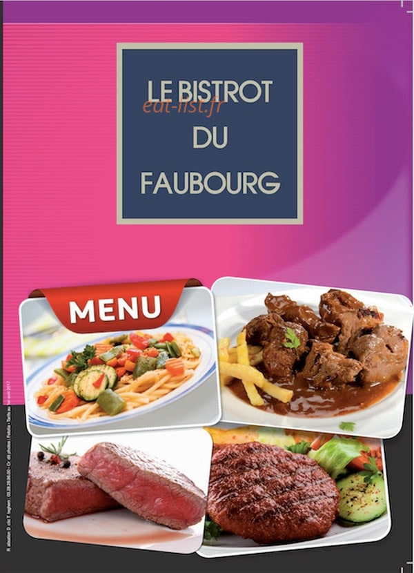 Le Bistrot du Faubourg — carte page 1