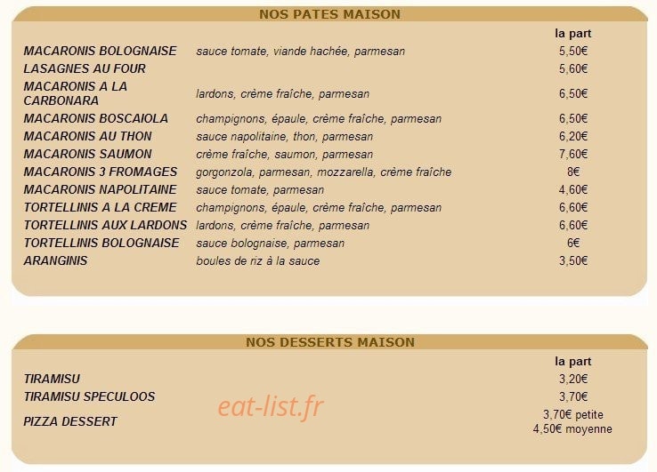 Pizza Napoli — carte page 2