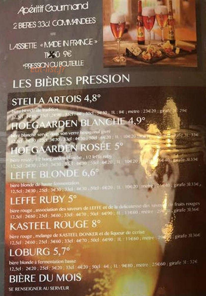 Dinner's Pub — carte page 1