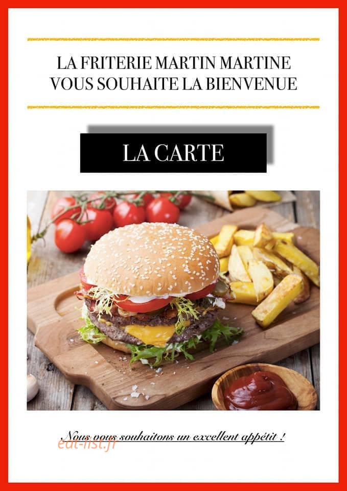 Friterie Martin Martine — carte page 1