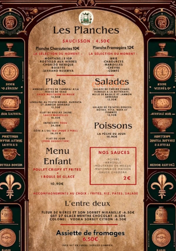 Le Bistrot Des Curieux — carte page 1