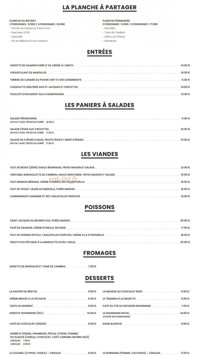 Le Bistrot du Béatus — carte page 1