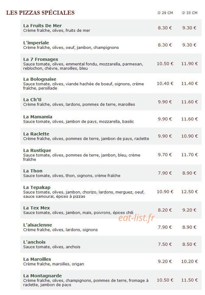 Le Kiosque à Pizzas — carte page 3