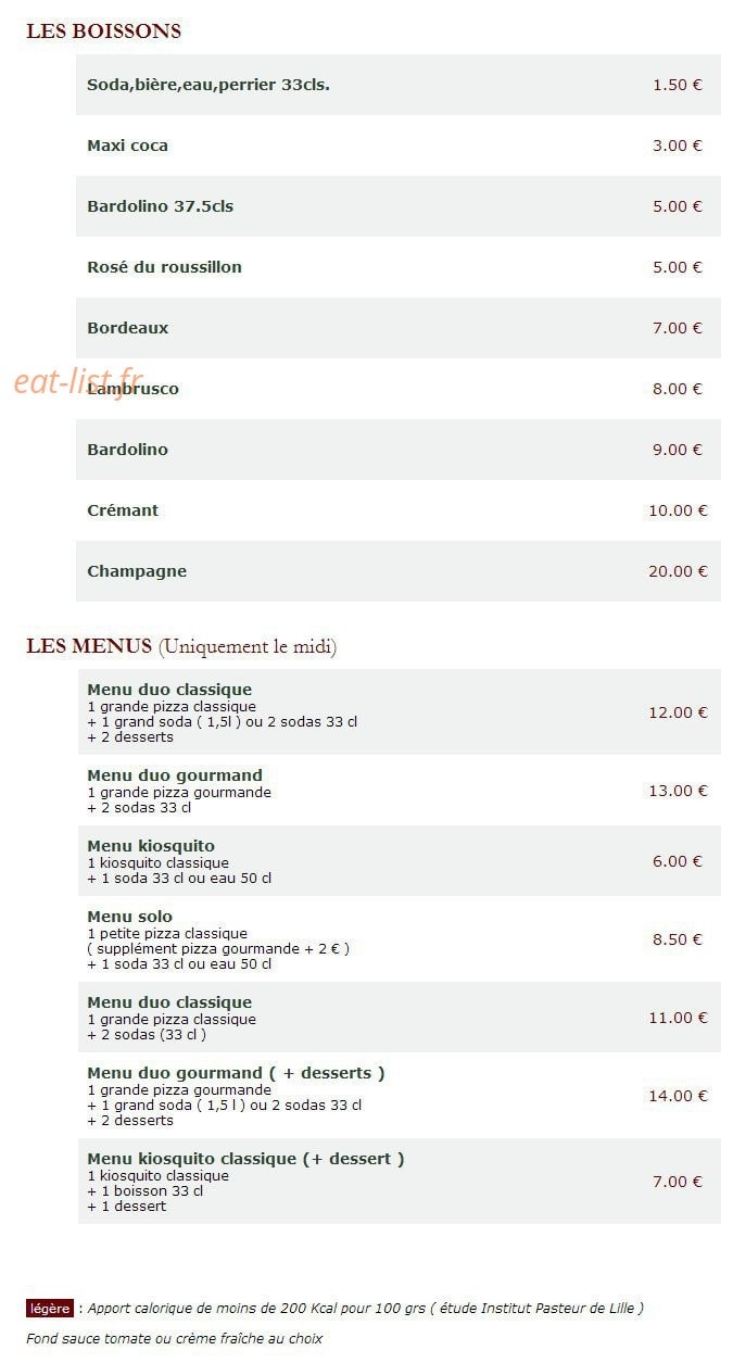 Le Kiosque à Pizzas — carte page 5